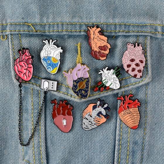 14 Designs Heart Organ Medical Lapel Pins